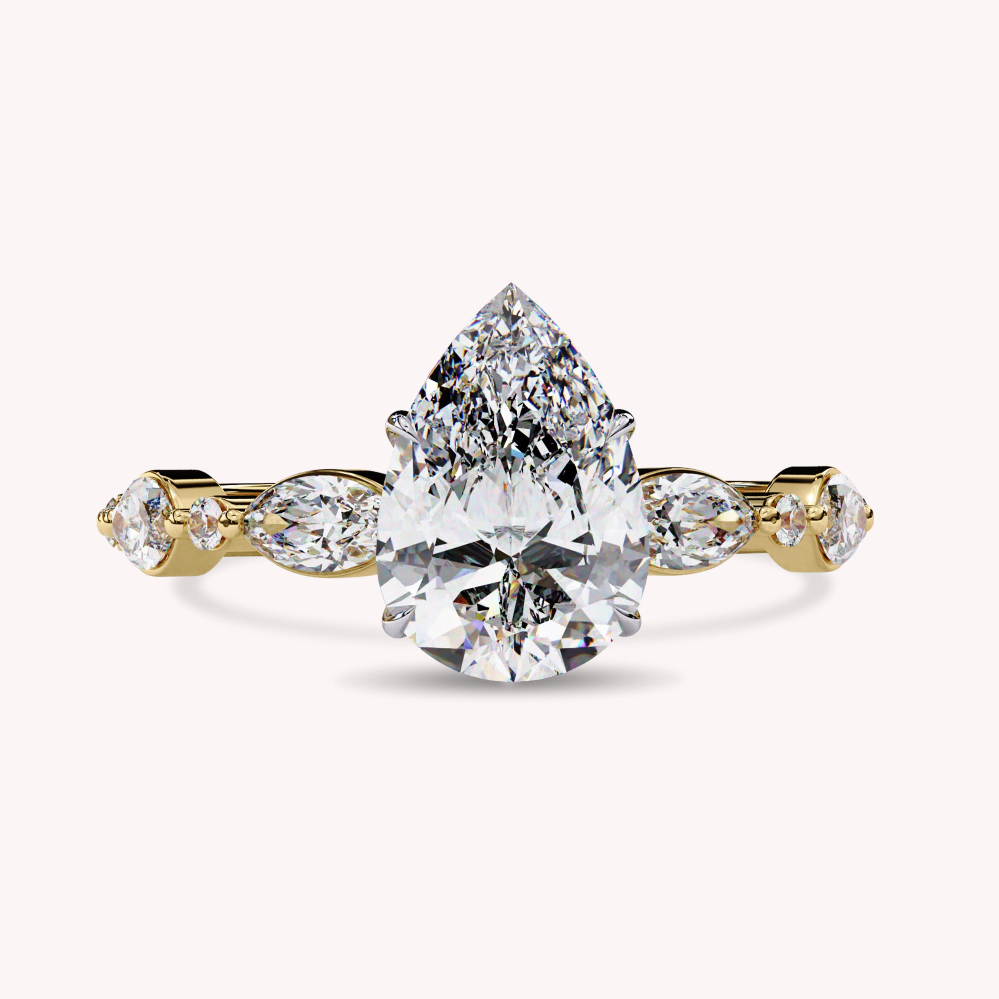 Pear Cut Lab Grown Diamond Solitaire Engagement Ring