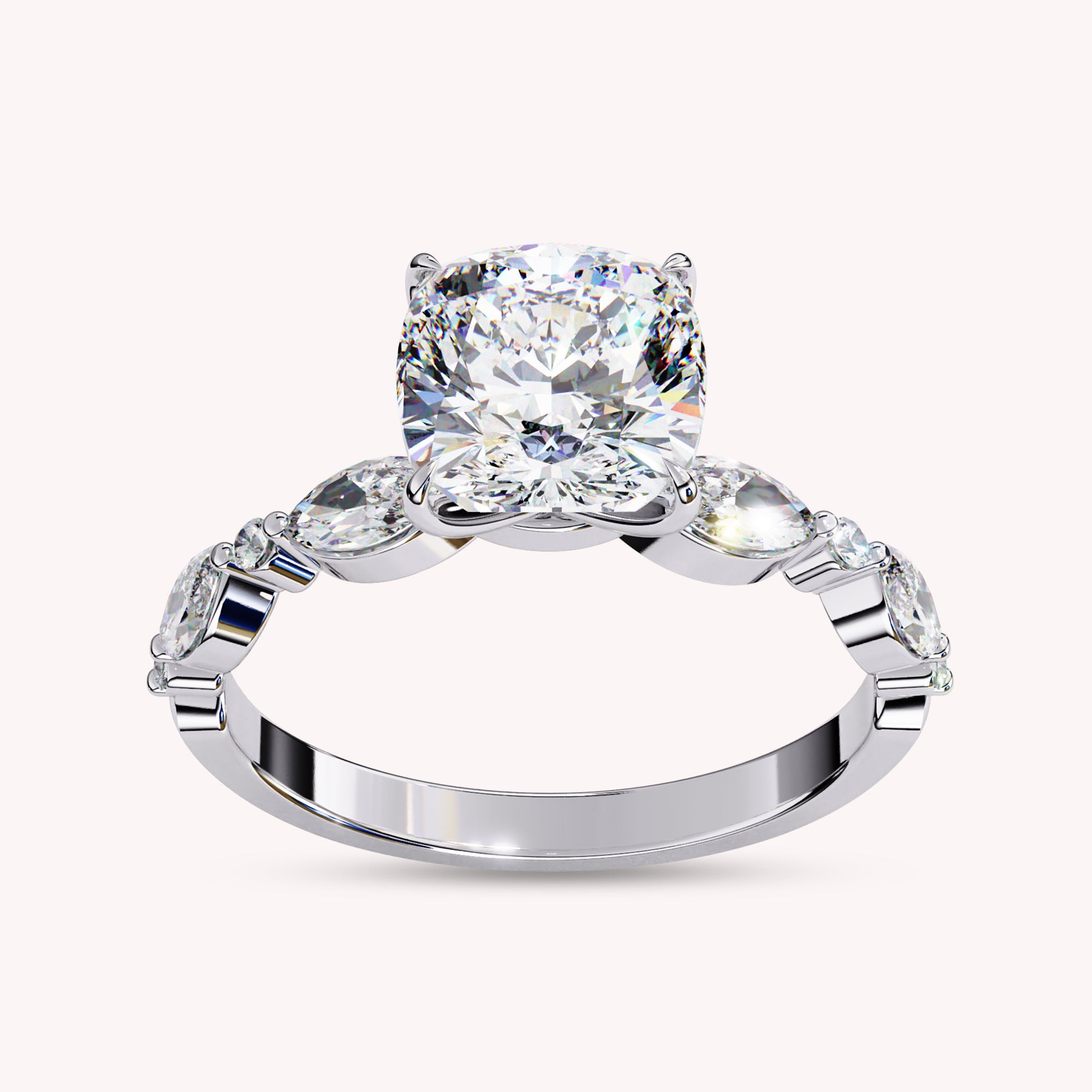 8mm Cushion Cut Solitaire Lab Grown Diamond Engagement Rings