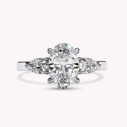 3 Stone Pear Shape Lab Grown Diamond Promise Ring