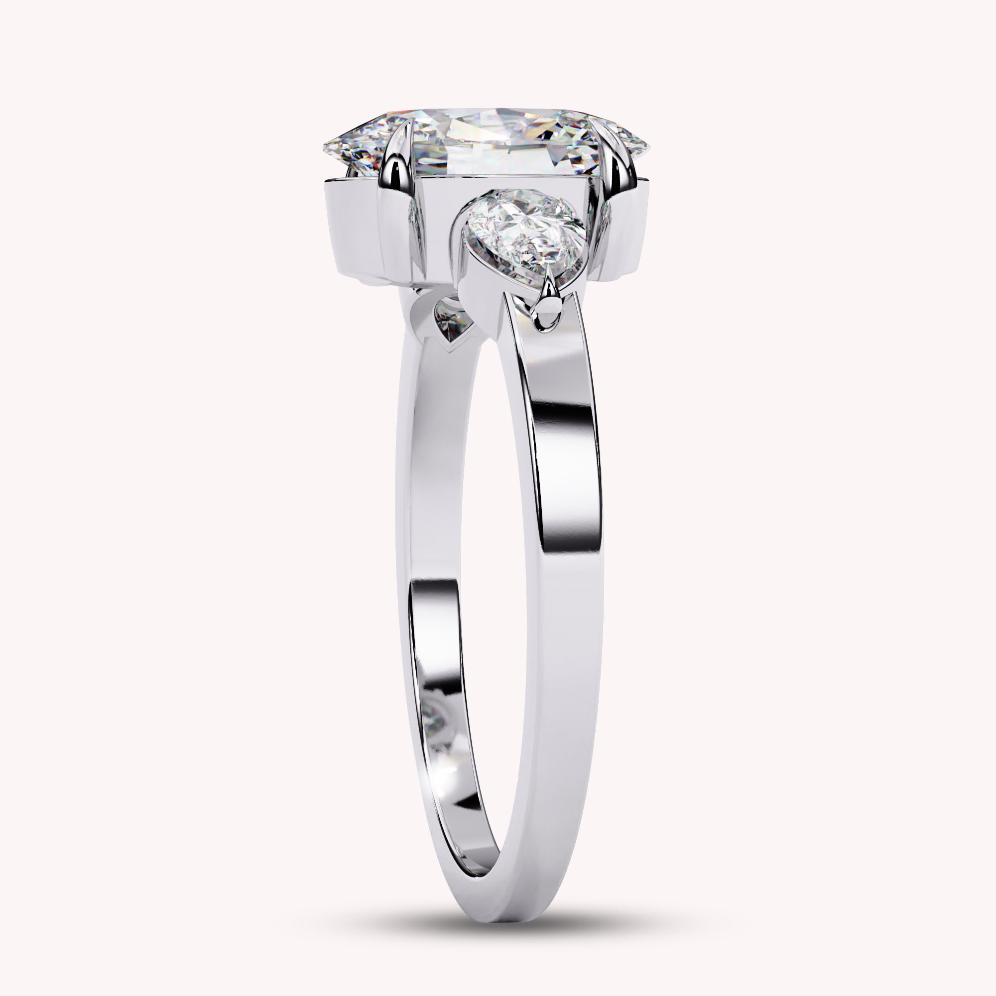 3 Stone Pear Shape Lab Grown Diamond Promise Ring