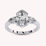 3 Stone Pear Shape Lab Grown Diamond Promise Ring