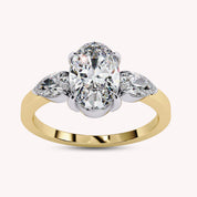 3 Stone Pear Shape Lab Grown Diamond Promise Ring