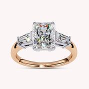 Three Stone Radiant Cut Lab Grown Diamond Promise Rings