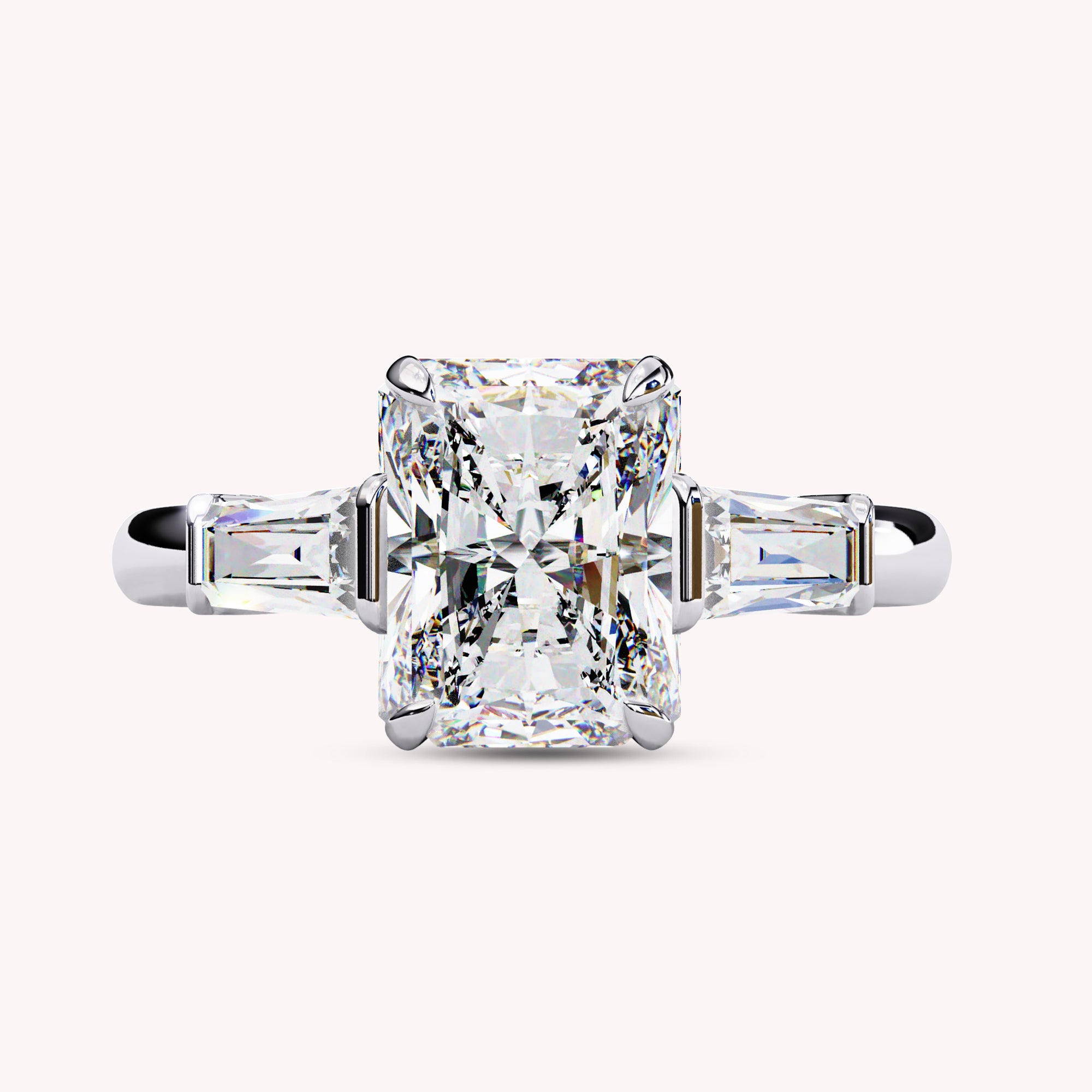 Three Stone Radiant Cut Lab Grown Diamond Promise Rings