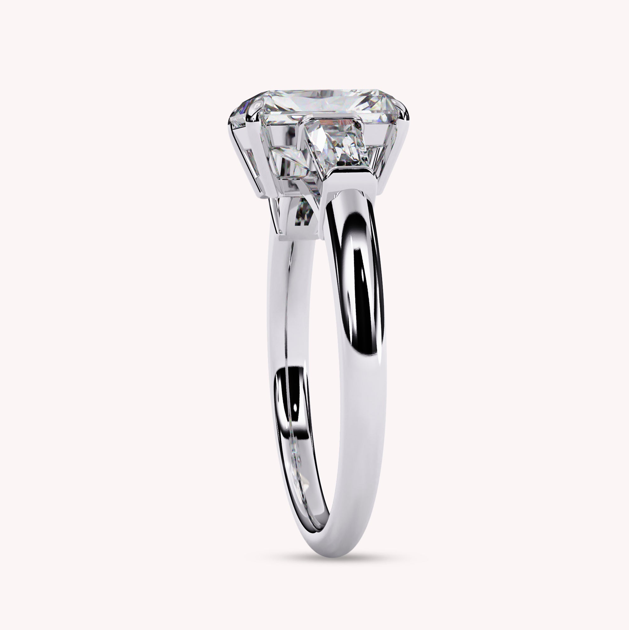 Three Stone Radiant Cut Lab Grown Diamond Promise Rings