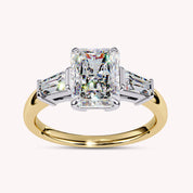 Three Stone Radiant Cut Lab Grown Diamond Promise Rings