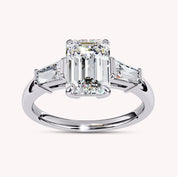 3 Stone Emerald Cut Lab Grown Diamond Promise Ring