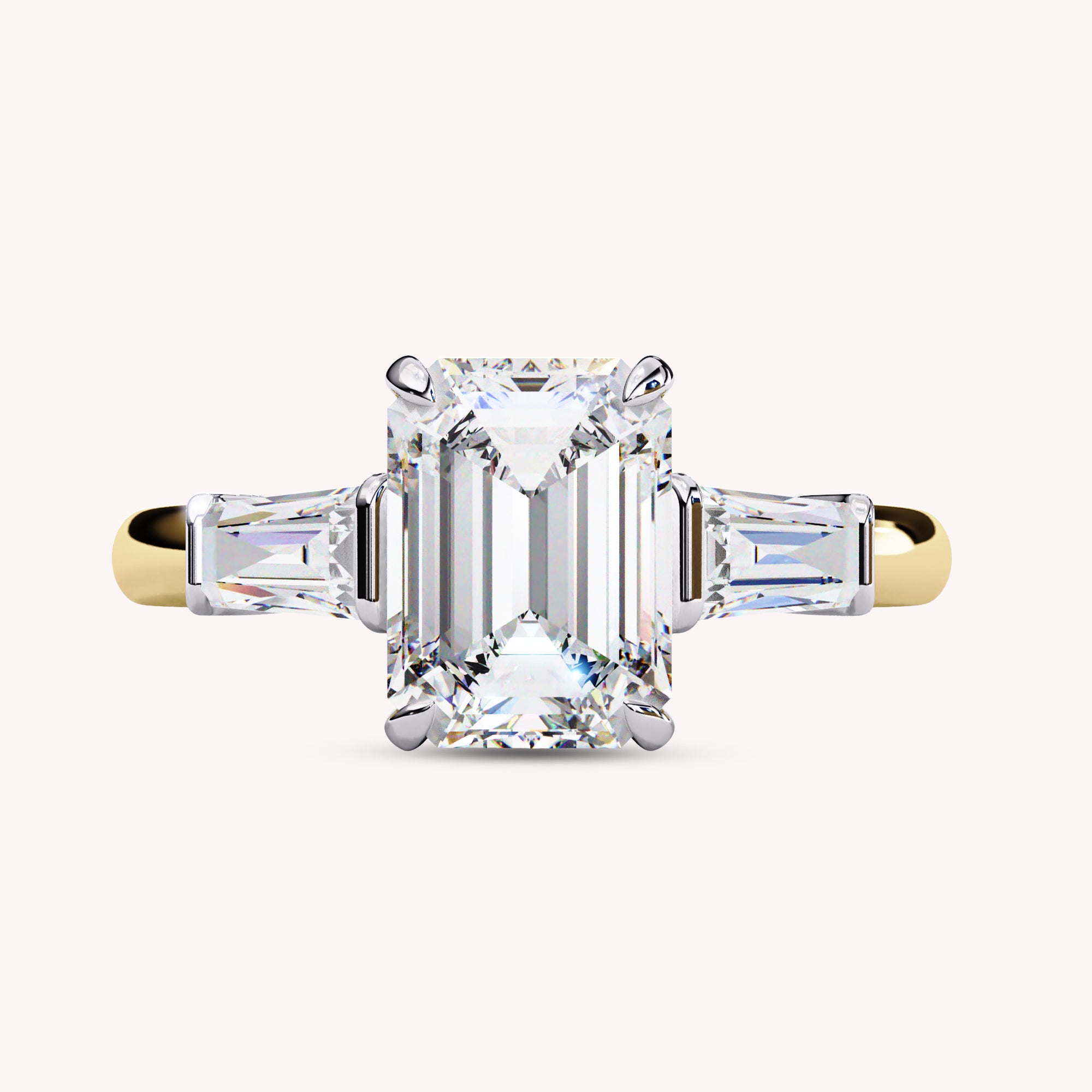 3 Stone Emerald Cut Lab Grown Diamond Promise Ring