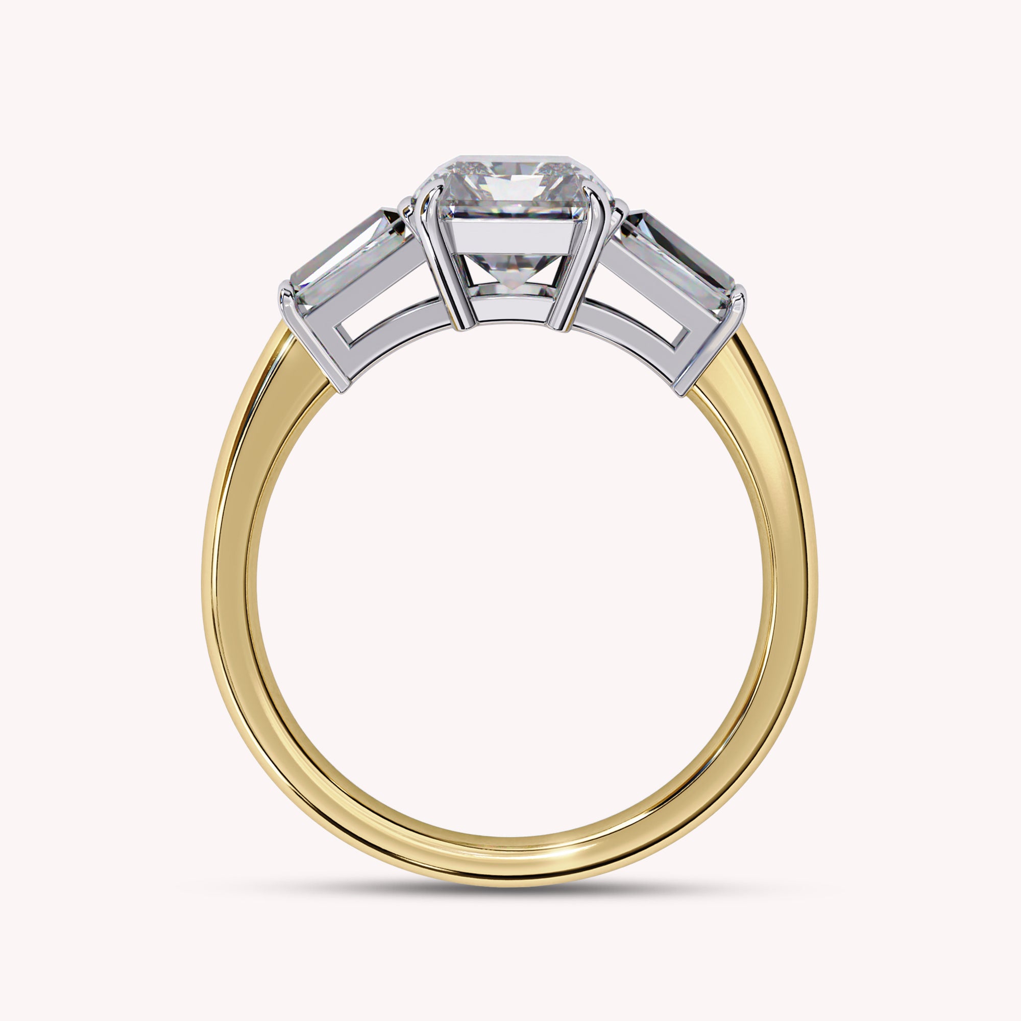 3 Stone Emerald Cut Lab Grown Diamond Promise Ring