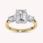 3 Stone Emerald Cut Lab Grown Diamond Promise Ring