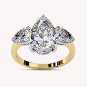 Three Stone Pear Shape Lab Grown Diamond Engagement Rings