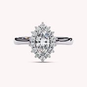 Halo Cluster Marquise Cut Lab Grown Diamond Promise Rings