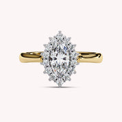 Halo Cluster Marquise Cut Lab Grown Diamond Promise Rings