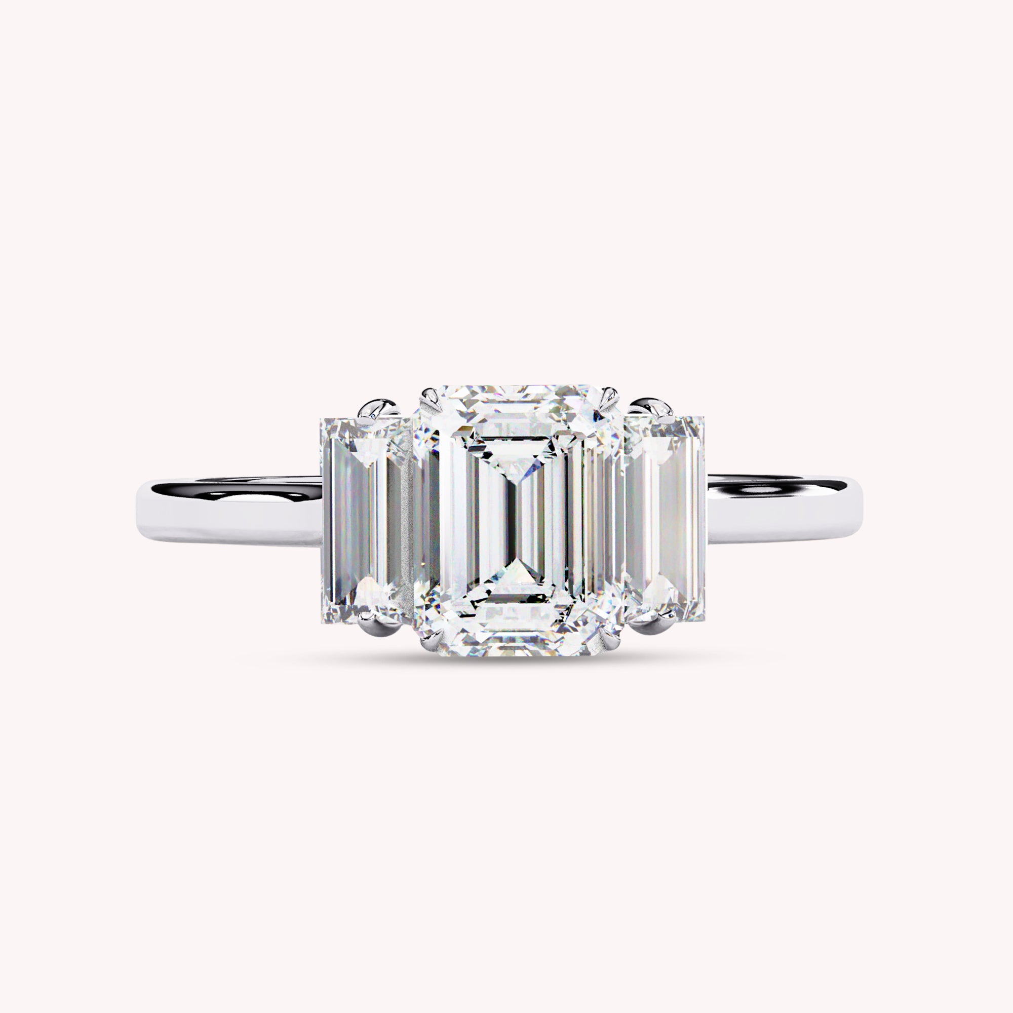 7x5MM Emerald Cut 3 Stone Lab Grown Diamond Promise Rings