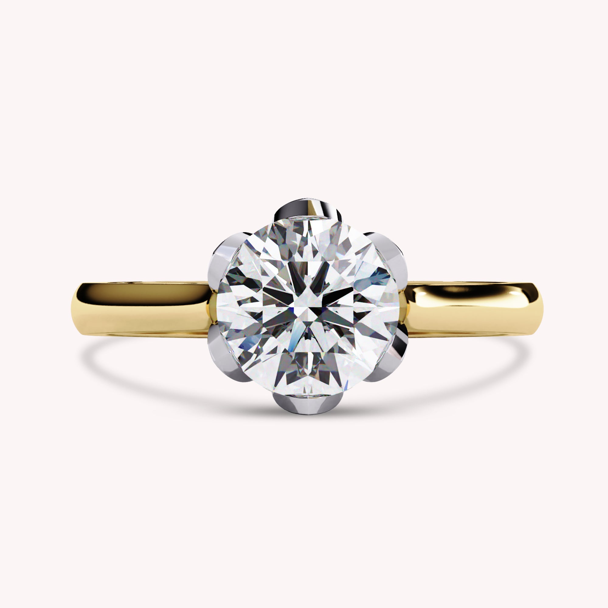 Solitaire Floral 7MM lab Grown Diamond Promise Rings