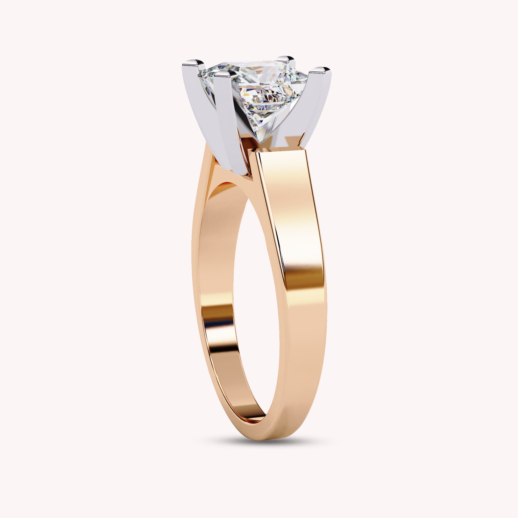 Solitaire Style Flat Shank Band Ring In Lab Grown Diamond