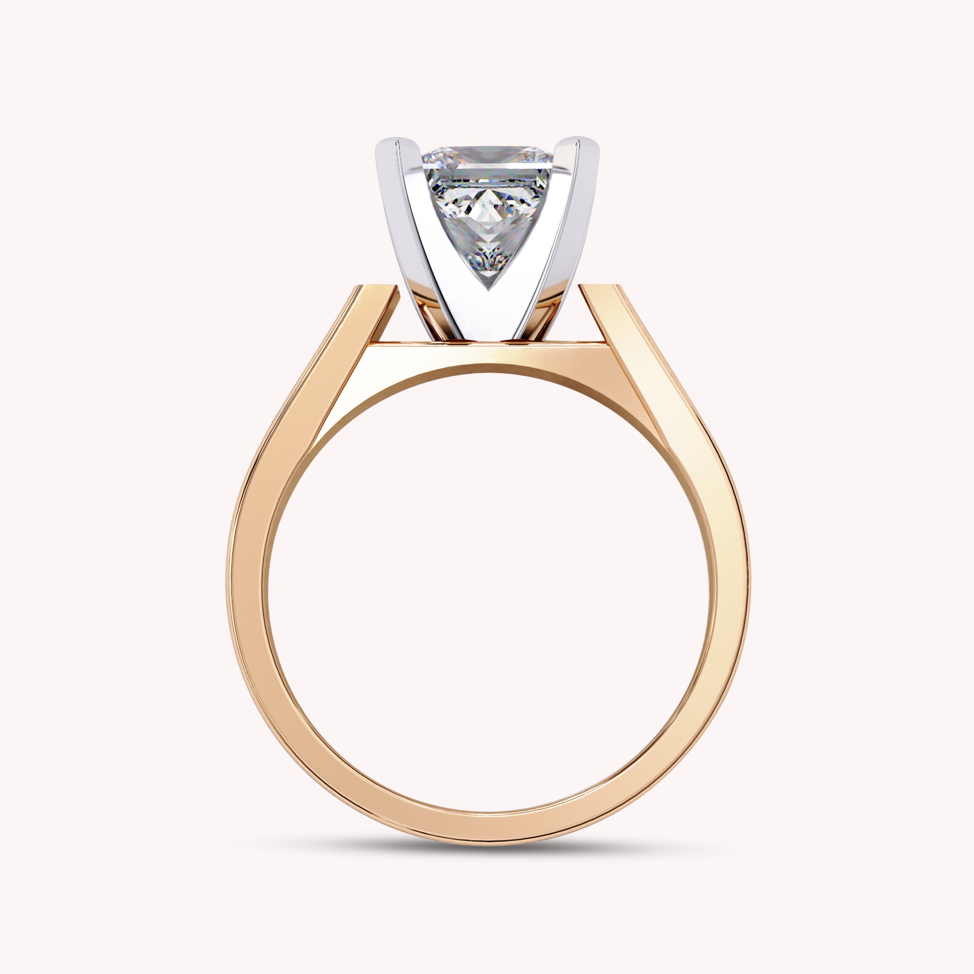 Solitaire Style Flat Shank Band Ring In Lab Grown Diamond