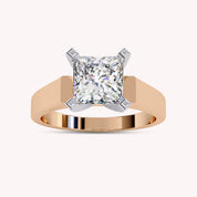 Solitaire Style Flat Shank Band Ring In Lab Grown Diamond