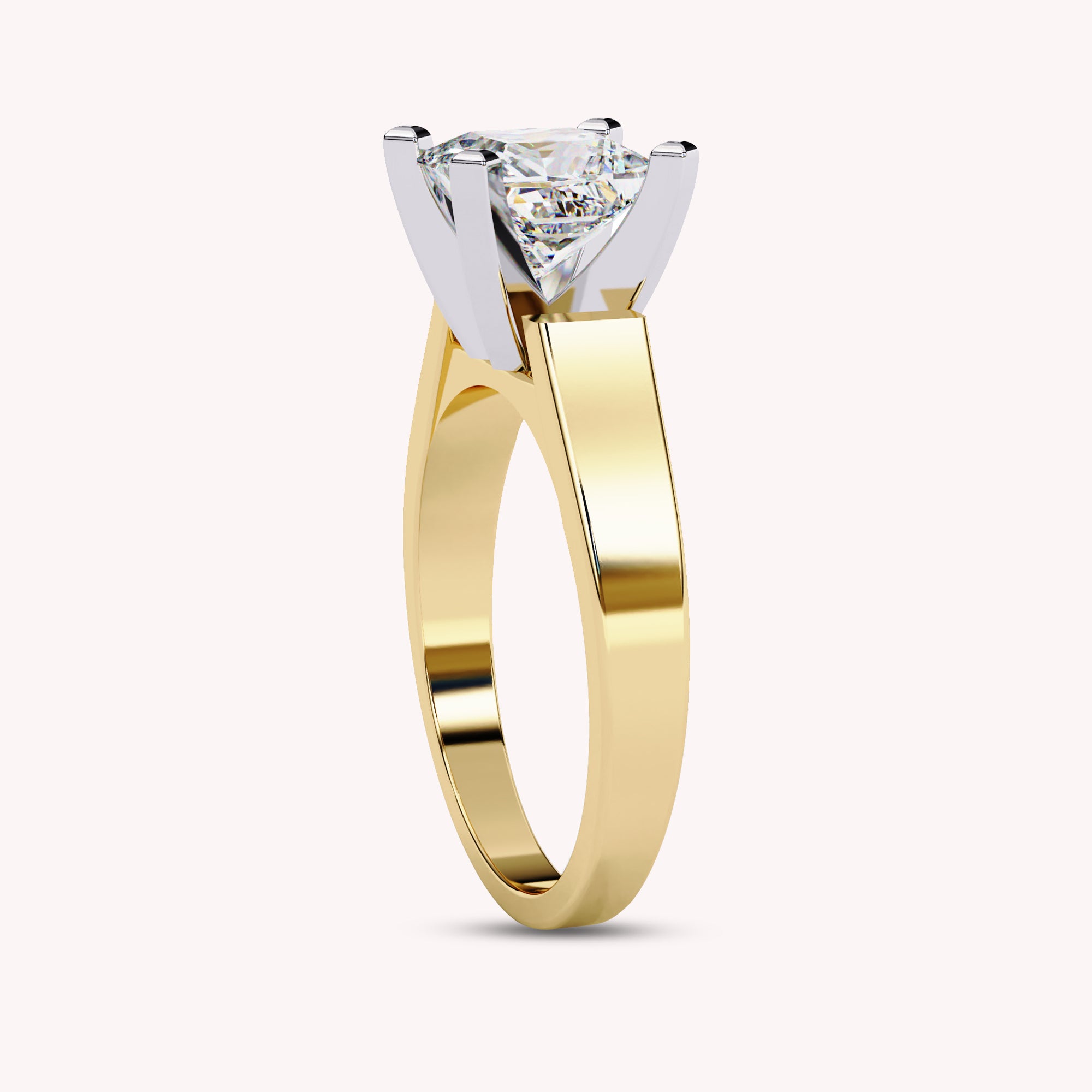 Solitaire Style Flat Shank Band Ring In Lab Grown Diamond