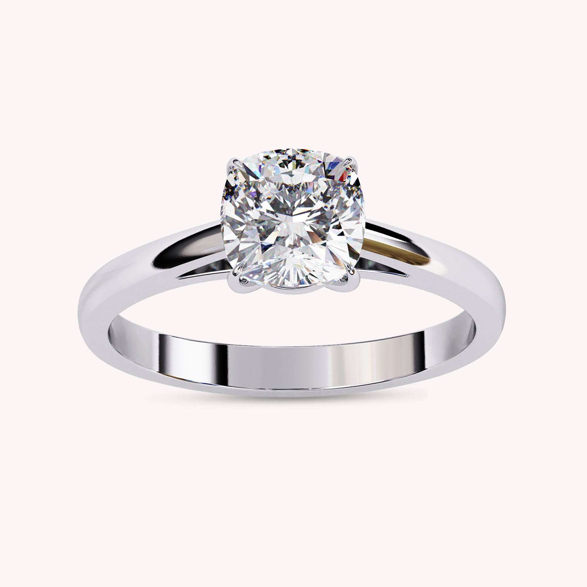 6.5MM Cushion Solitaire Lab Grown Diamond Promise Rings