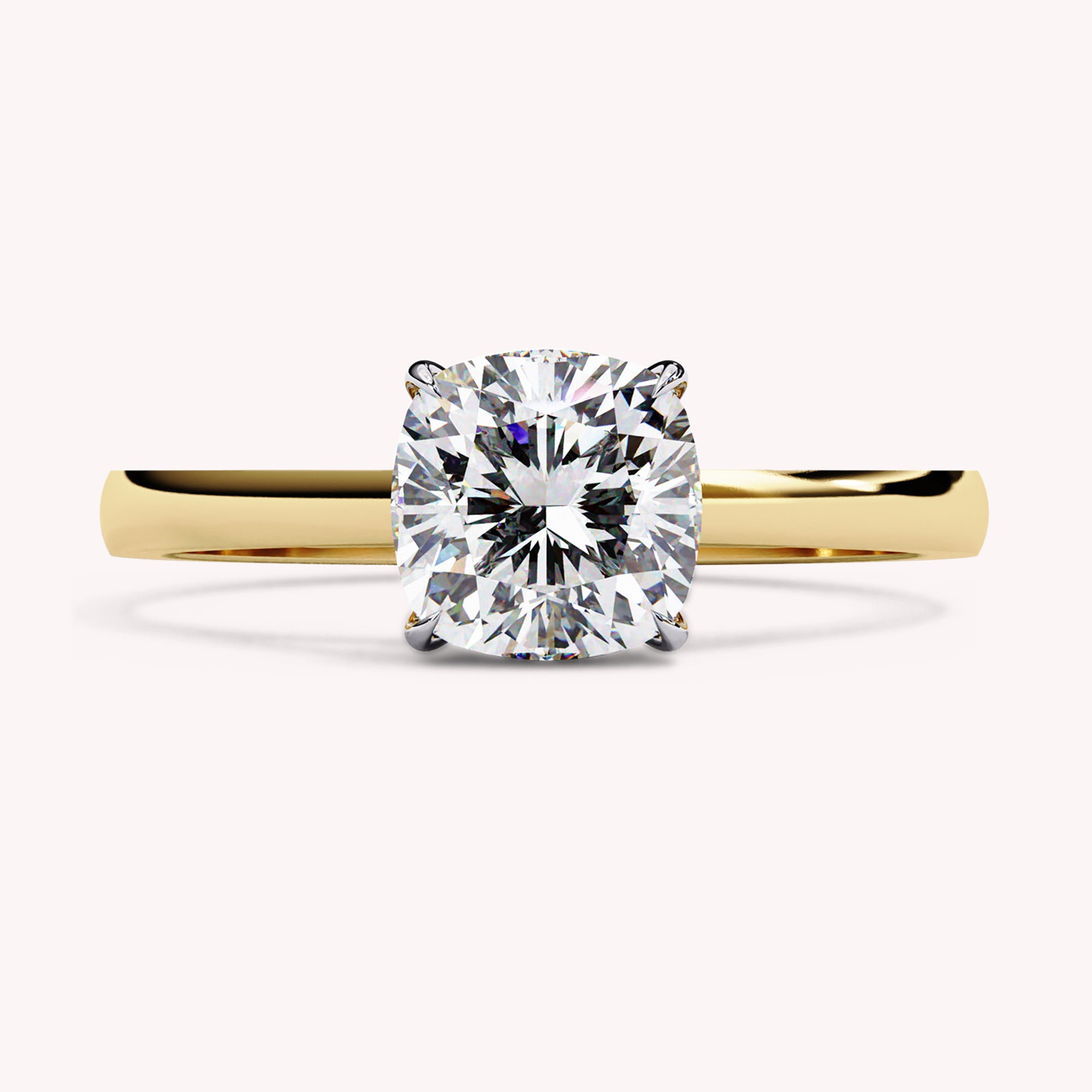 6.5MM Cushion Solitaire Lab Grown Diamond Promise Rings