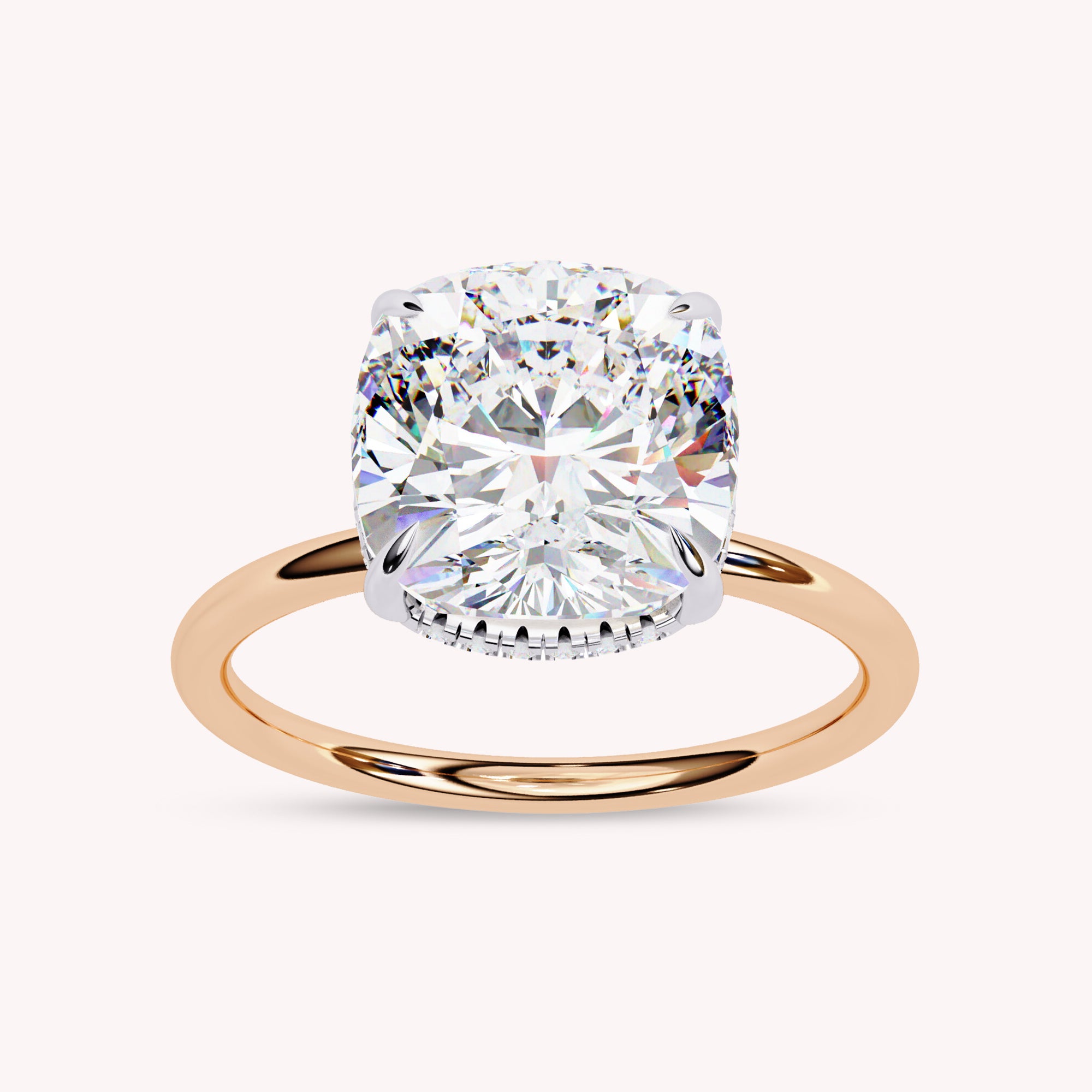 Cushion Cut Solitaire Lab Grown Diamond Engagement Ring