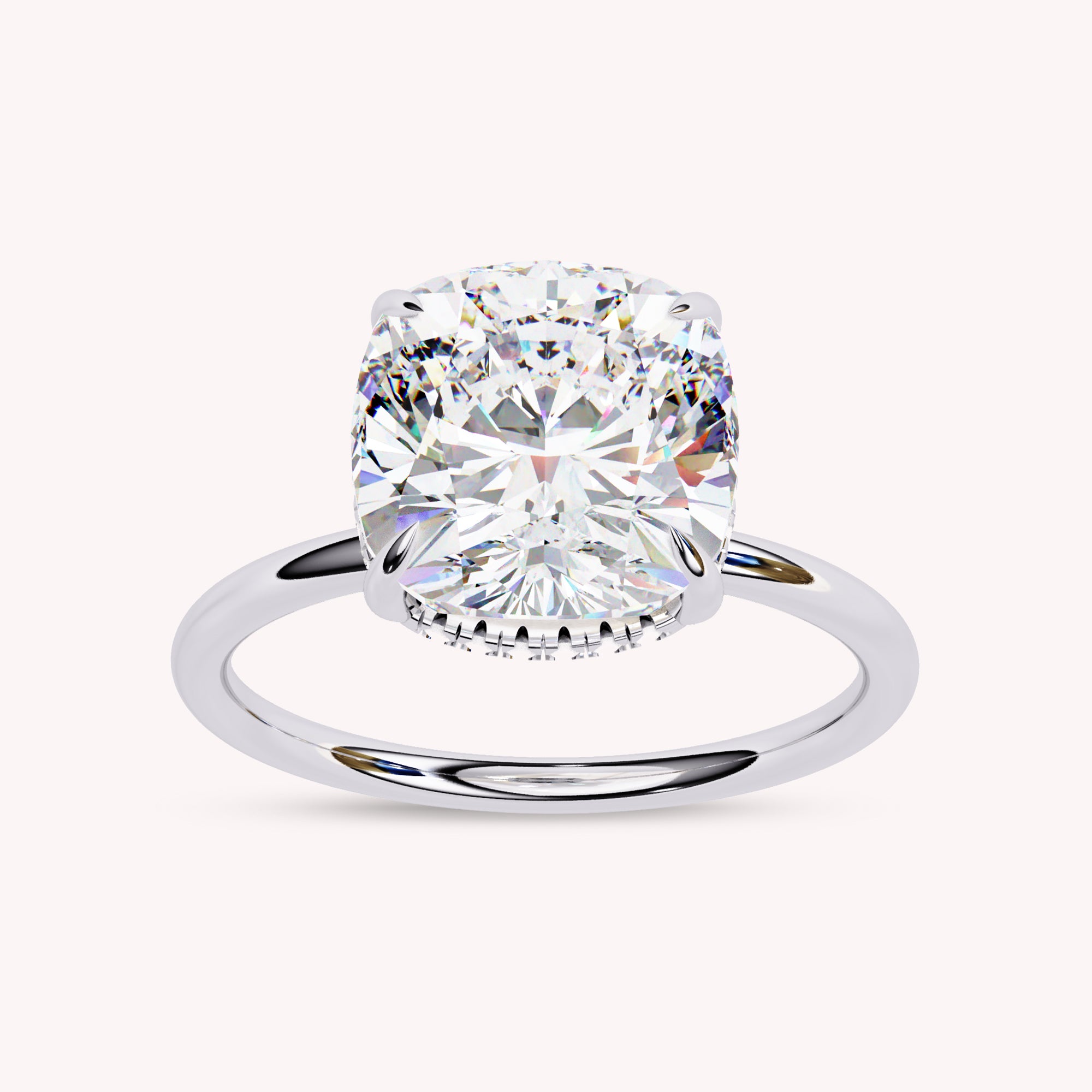 Cushion Cut Solitaire Lab Grown Diamond Engagement Ring