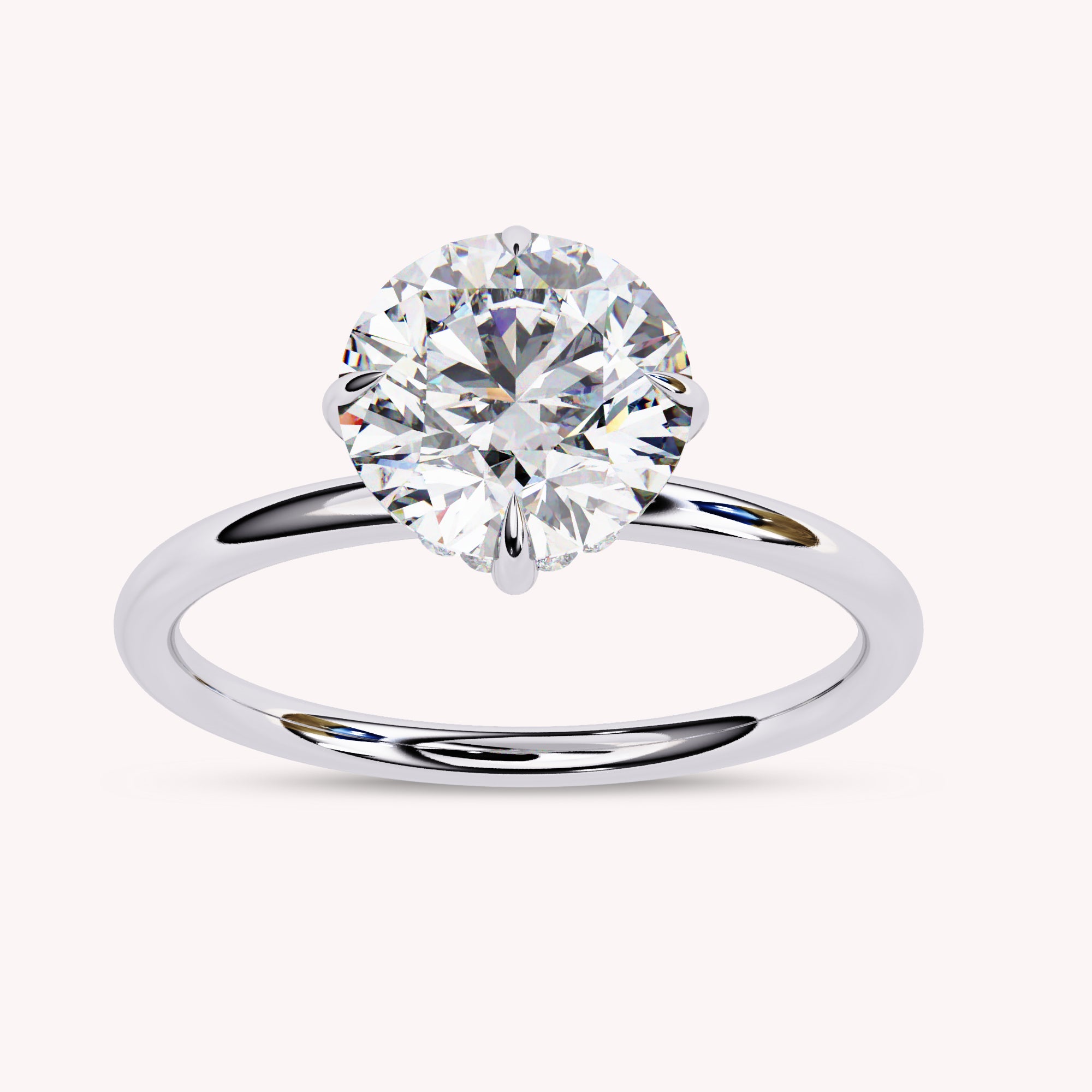 Round Cut Solitaire Lab Grown Diamond Engagement Ring