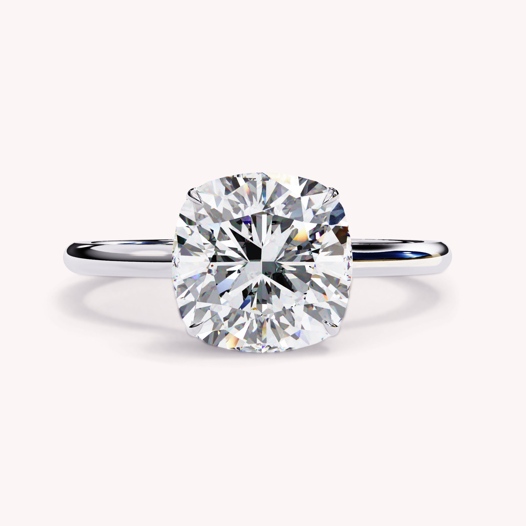 Cushion Cut Solitaire Lab Grown Diamond Engagement Ring