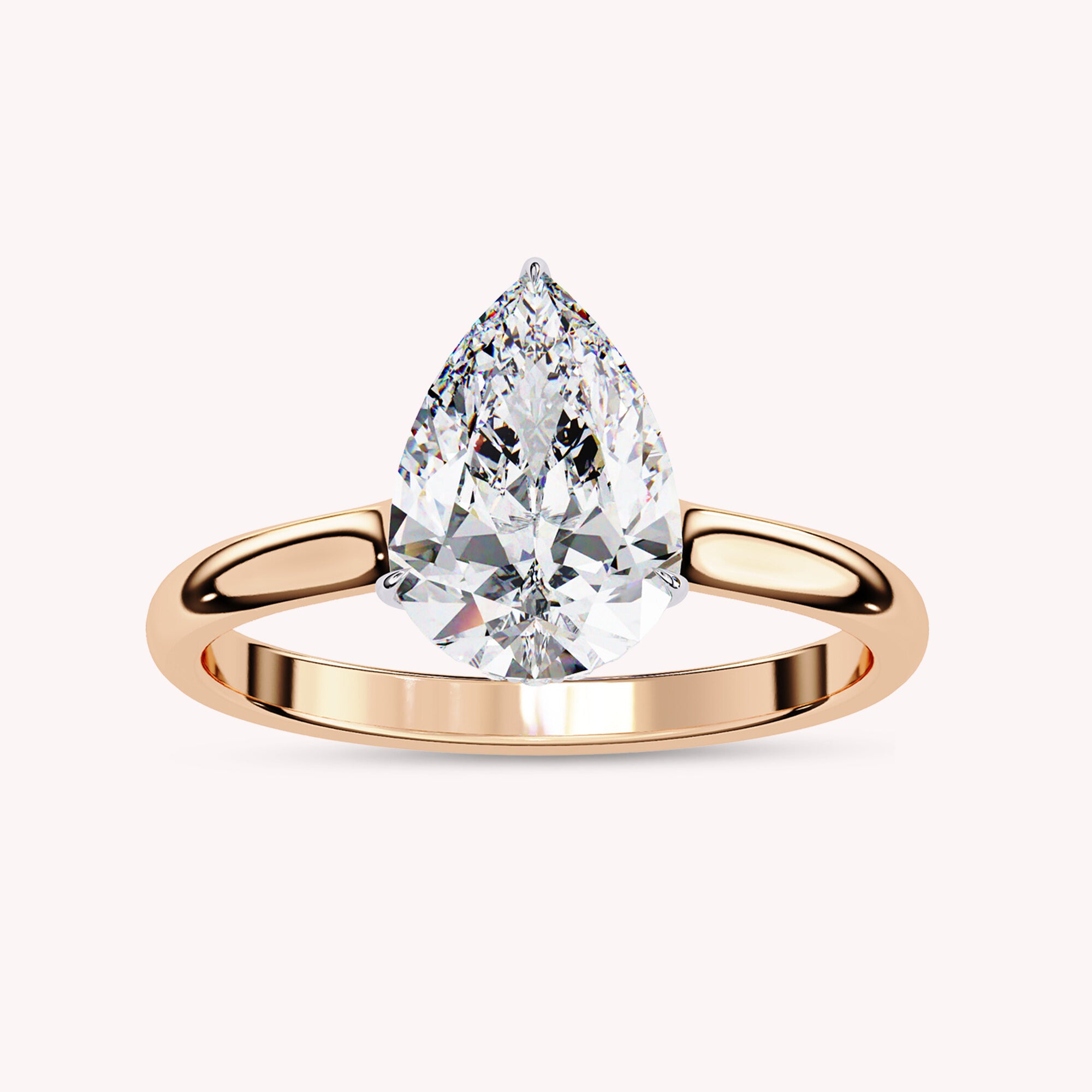 Pear Cut Solitaire Lab Grown Diamond Engagement Ring