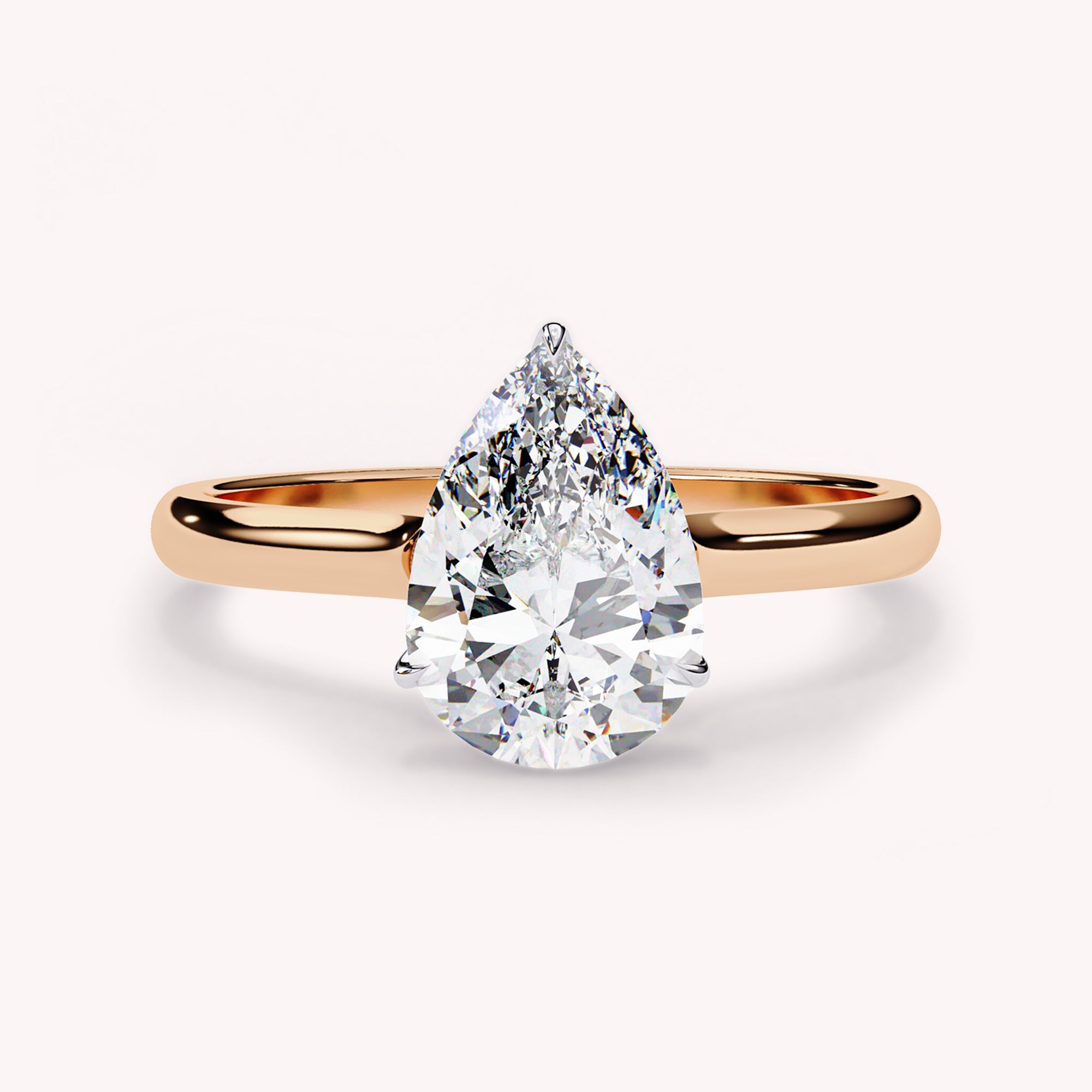 Pear Cut Solitaire Lab Grown Diamond Engagement Ring