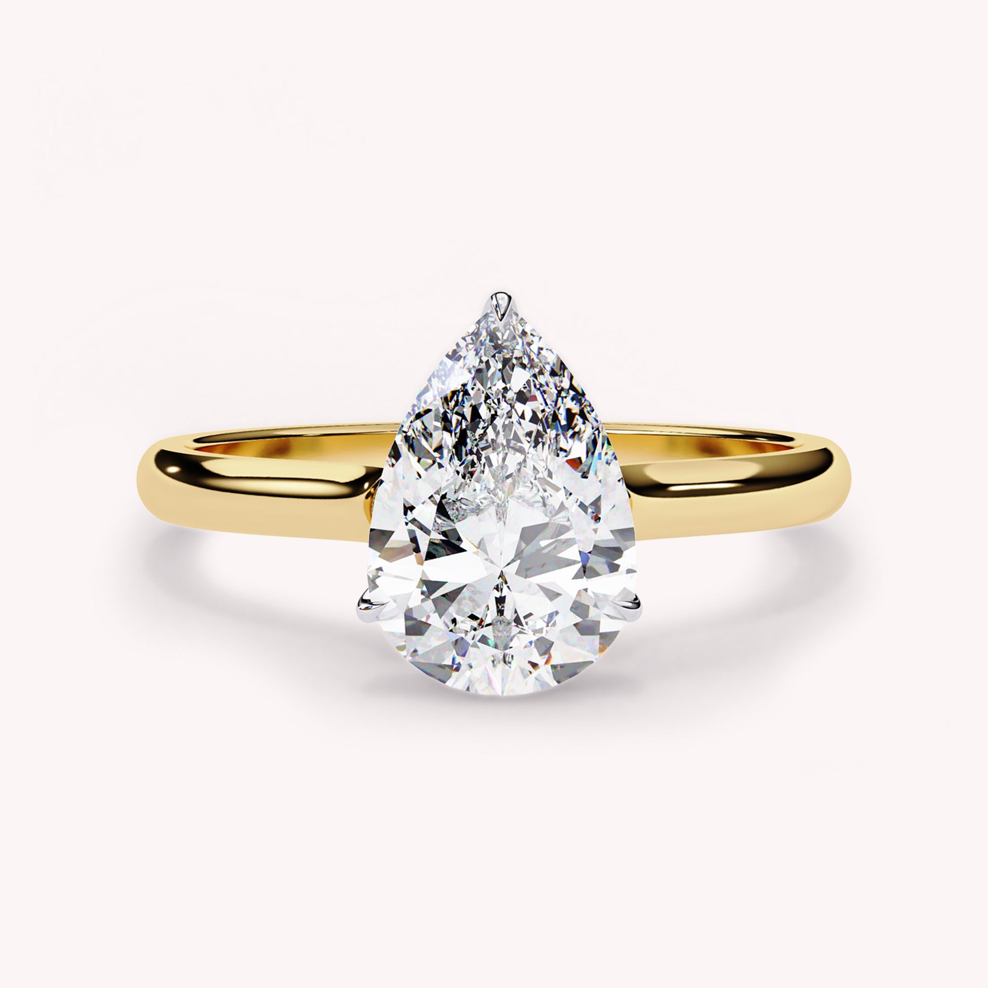 Pear Cut Solitaire Lab Grown Diamond Engagement Ring