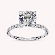 Cushion Cut Hidden Halo Lab Grown Diamond Engagement Ring