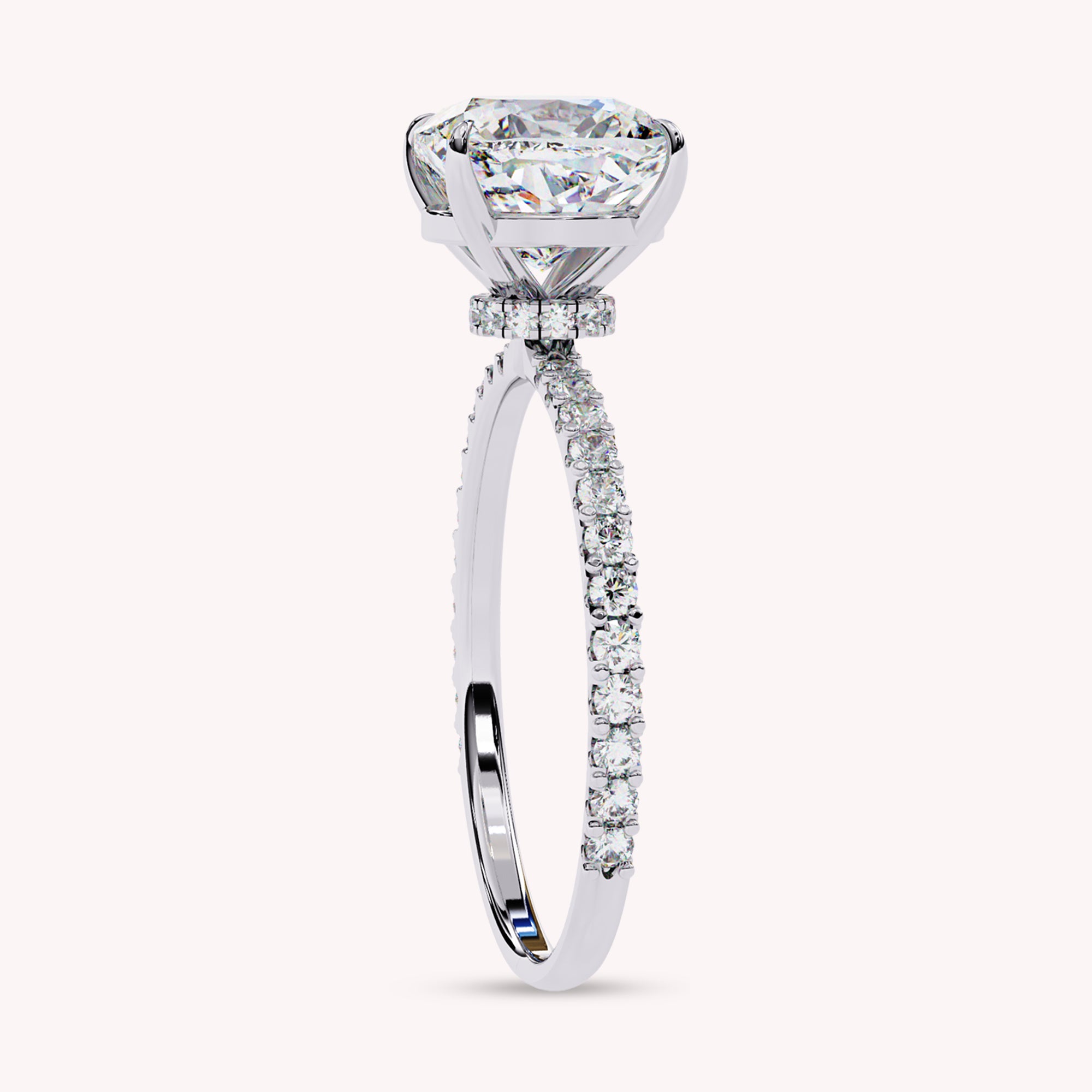 Cushion Cut Hidden Halo Lab Grown Diamond Engagement Ring