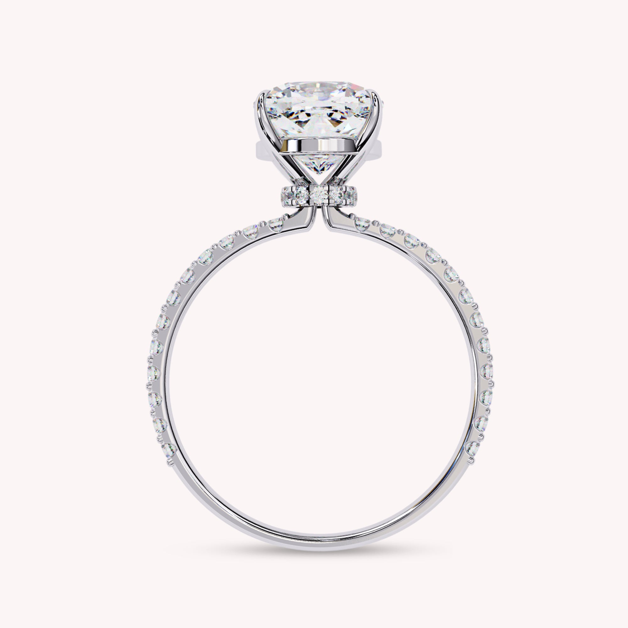 Cushion Cut Hidden Halo Lab Grown Diamond Engagement Ring