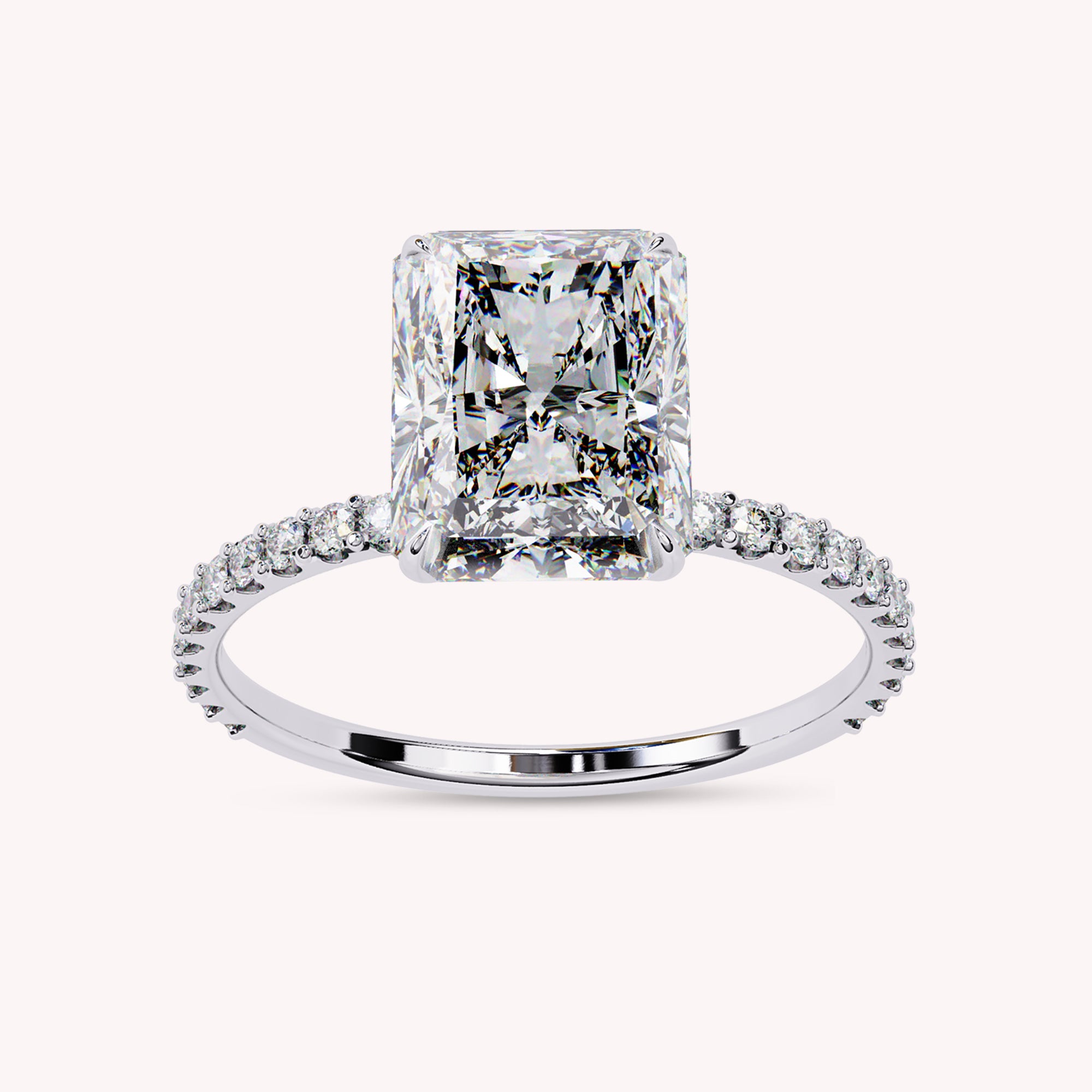 Radiant Cut Halo Hidden Lab Grown Diamond Engagement Ring