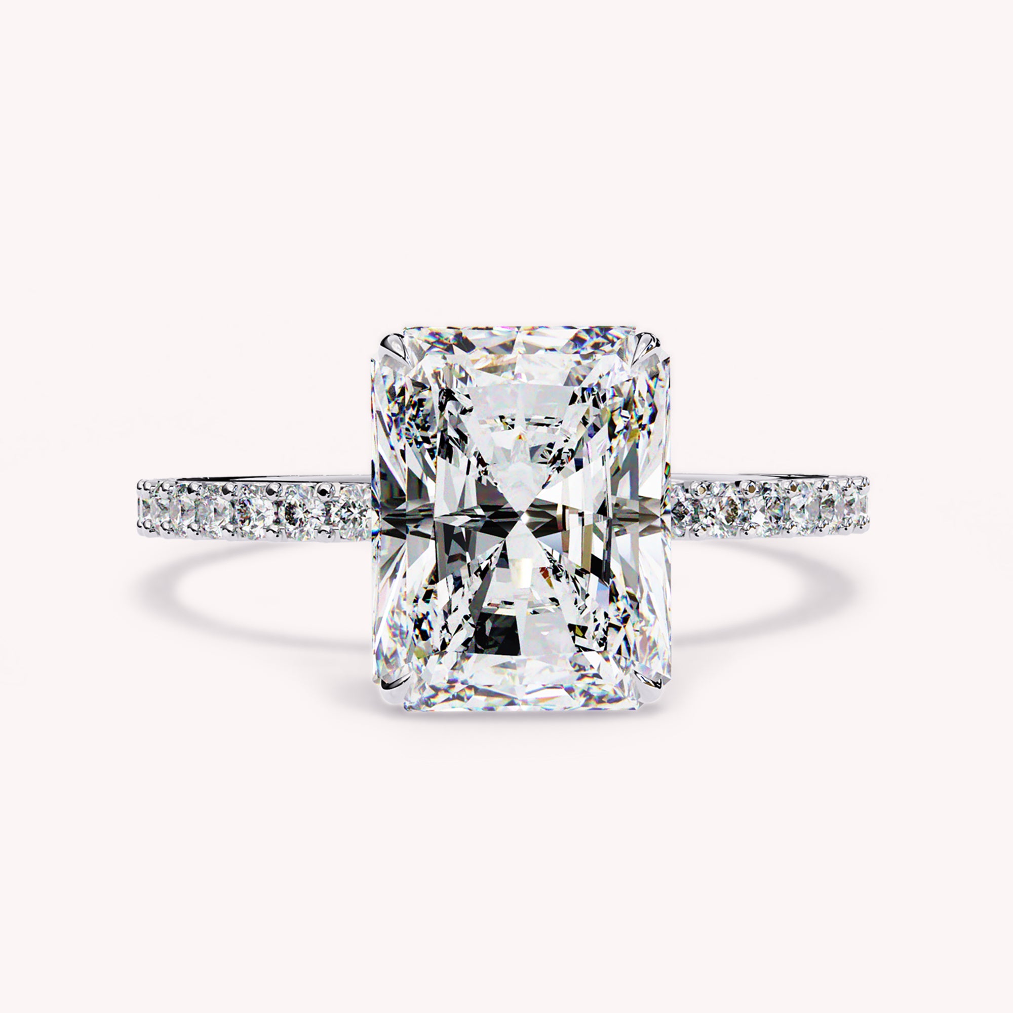 Radiant Cut Halo Hidden Lab Grown Diamond Engagement Ring