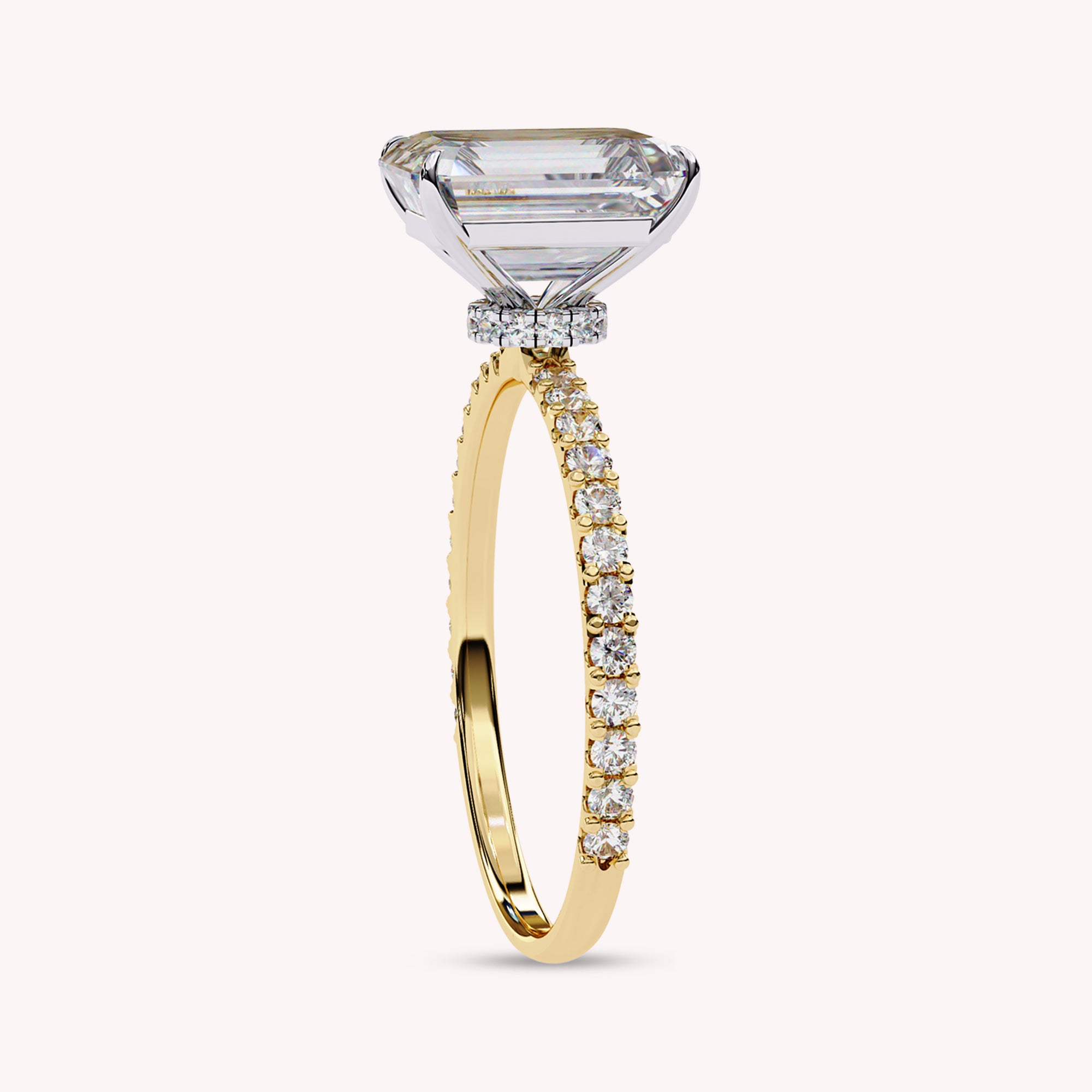 Radiant Cut Halo Hidden Lab Grown Diamond Engagement Ring