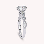 Cushion Cut Beaded Lab Grown Diamond Engagement Ring