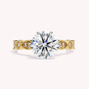 Cushion Cut Beaded Lab Grown Diamond Engagement Ring