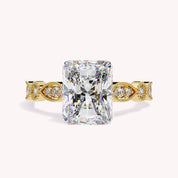 Radiant Cut Beaded Lab Grown Diamond Engagement Ring