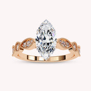 Marquise Cut Beaded Lab Grown Diamond Engagement Ring