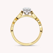 Marquise Cut Beaded Lab Grown Diamond Engagement Ring