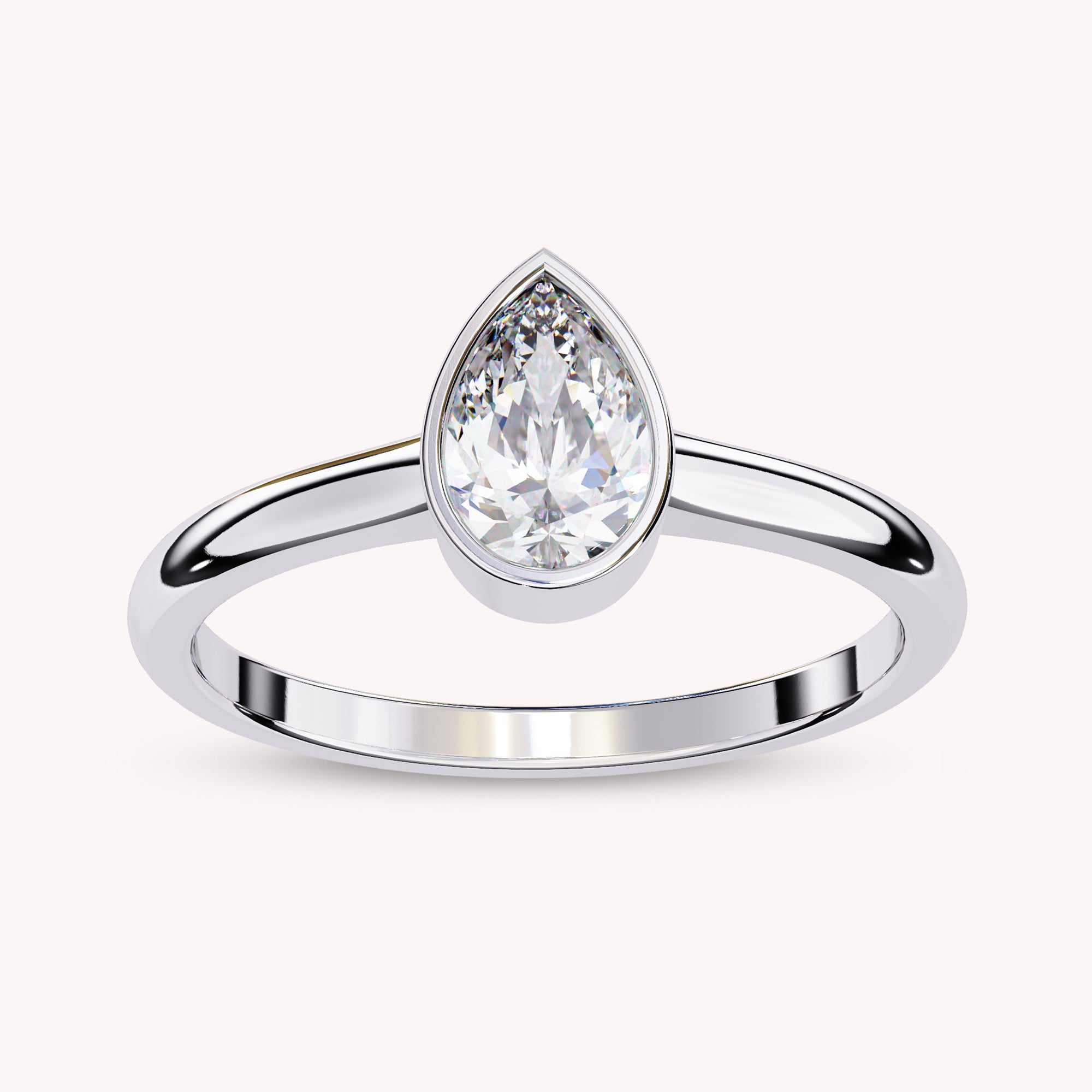 Zelie Pear Cut Bezel Set Lab Grown Diamond Engagement Ring