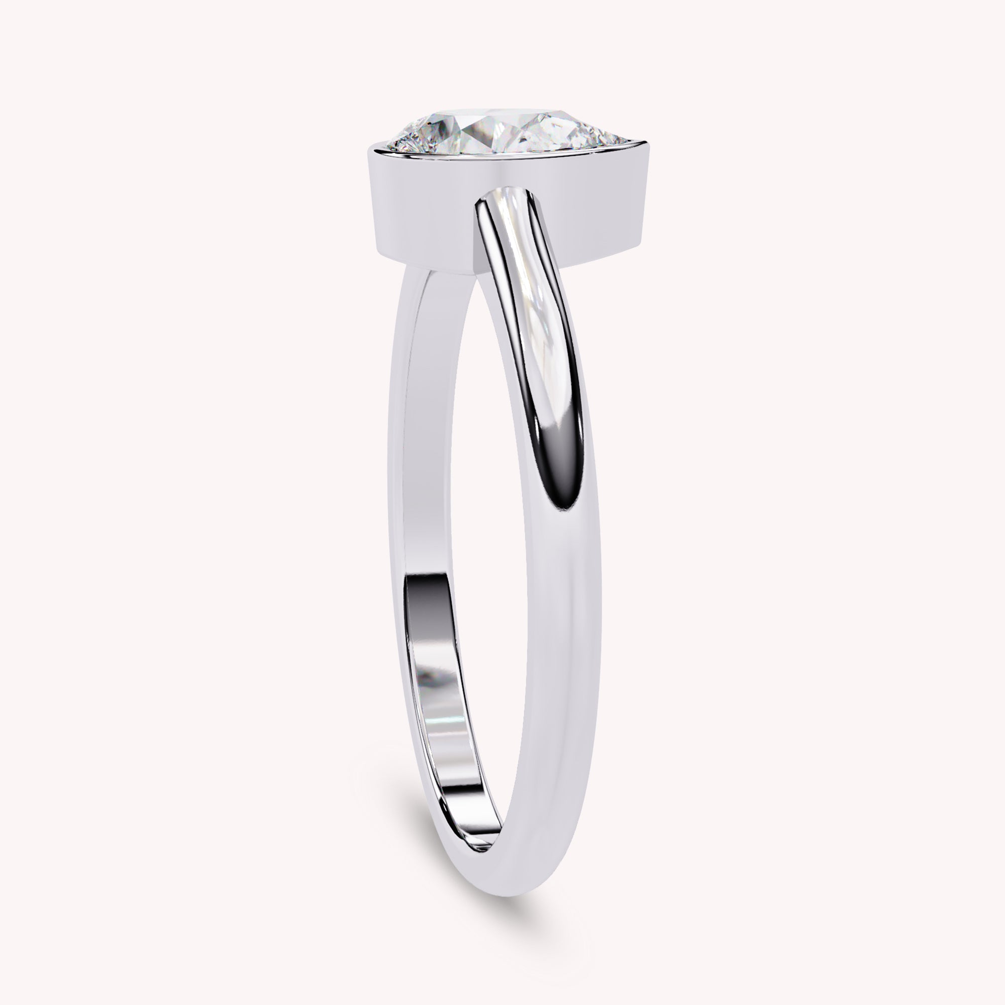 Zelie Pear Cut Bezel Set Lab Grown Diamond Engagement Ring