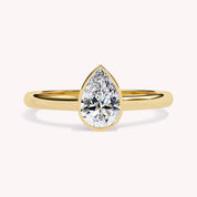 Zelie Pear Cut Bezel Set Lab Grown Diamond Engagement Ring