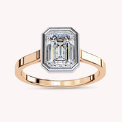 Max Emerald Cut Bezel Set Lab Grown Diamond Engagement Ring