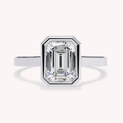 Max Emerald Cut Bezel Set Lab Grown Diamond Engagement Ring