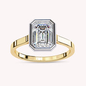 Max Emerald Cut Bezel Set Lab Grown Diamond Engagement Ring