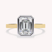 Max Emerald Cut Bezel Set Lab Grown Diamond Engagement Ring